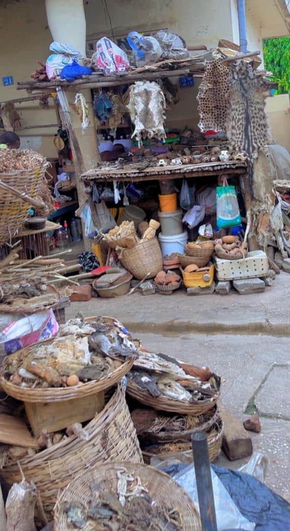 Etal de statuettes et d'objets rituels